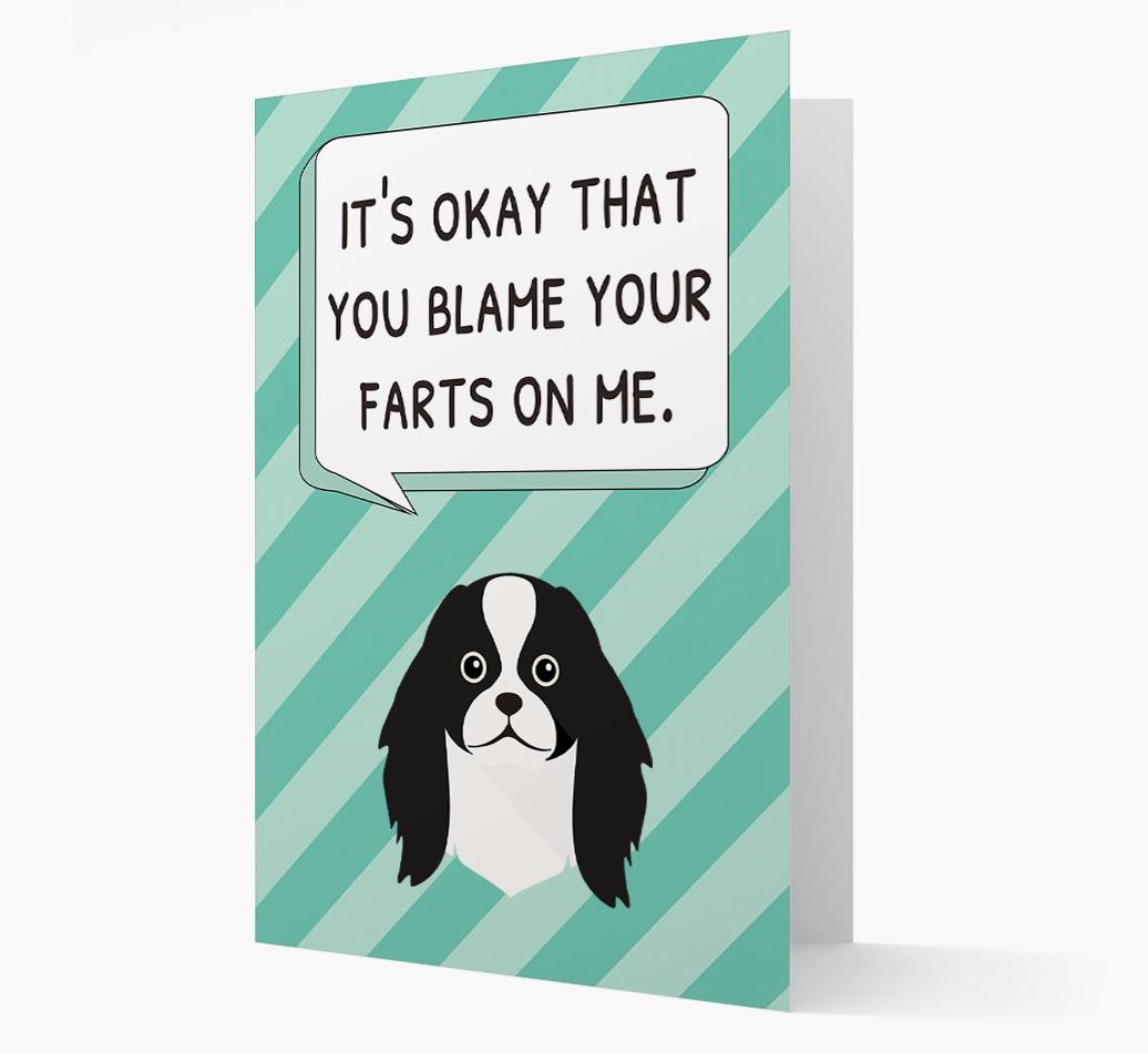 'Blame Your Farts on Me' Card with {breedFullName} Icon