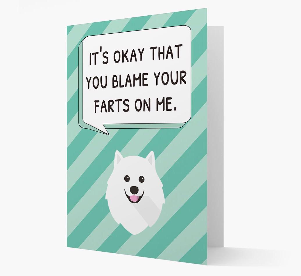 'Blame Your Farts on Me' Card with {breedFullName} Icon