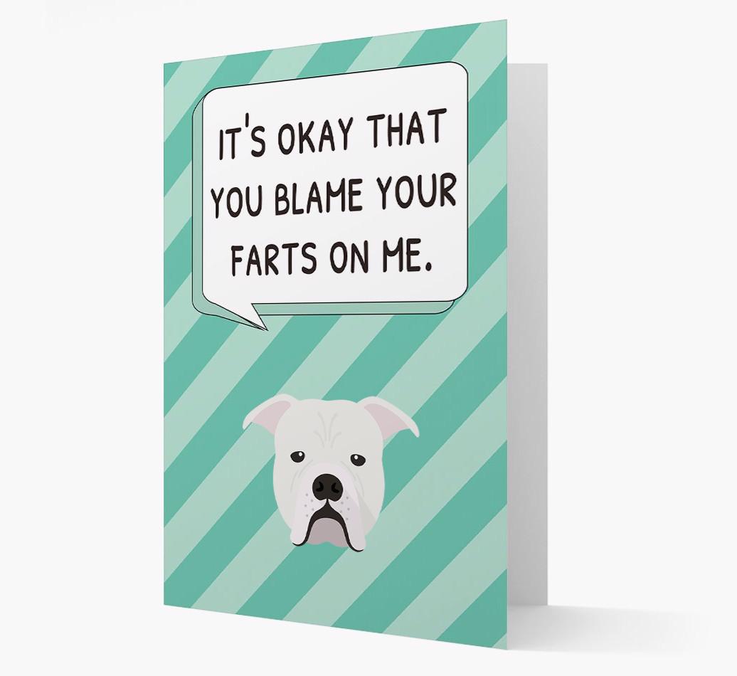 'Blame Your Farts on Me' Card with {breedFullName} Icon