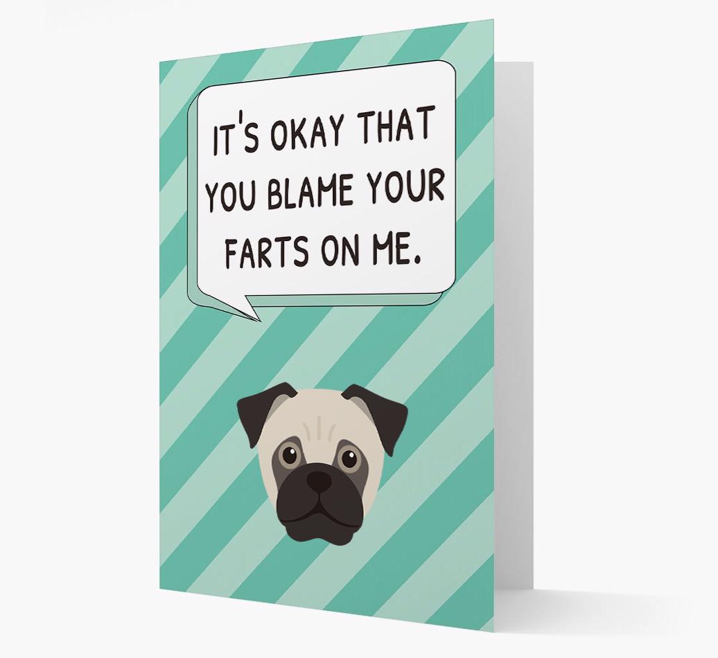 'Blame Your Farts on Me' Card with {breedFullName} Icon