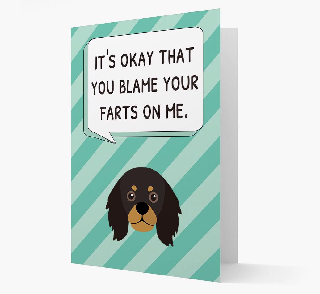 'Blame Your Farts on Me' Card with {breedFullName} Icon