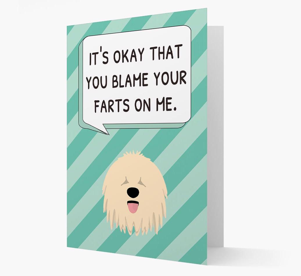 'Blame Your Farts on Me' Card with {breedFullName} Icon