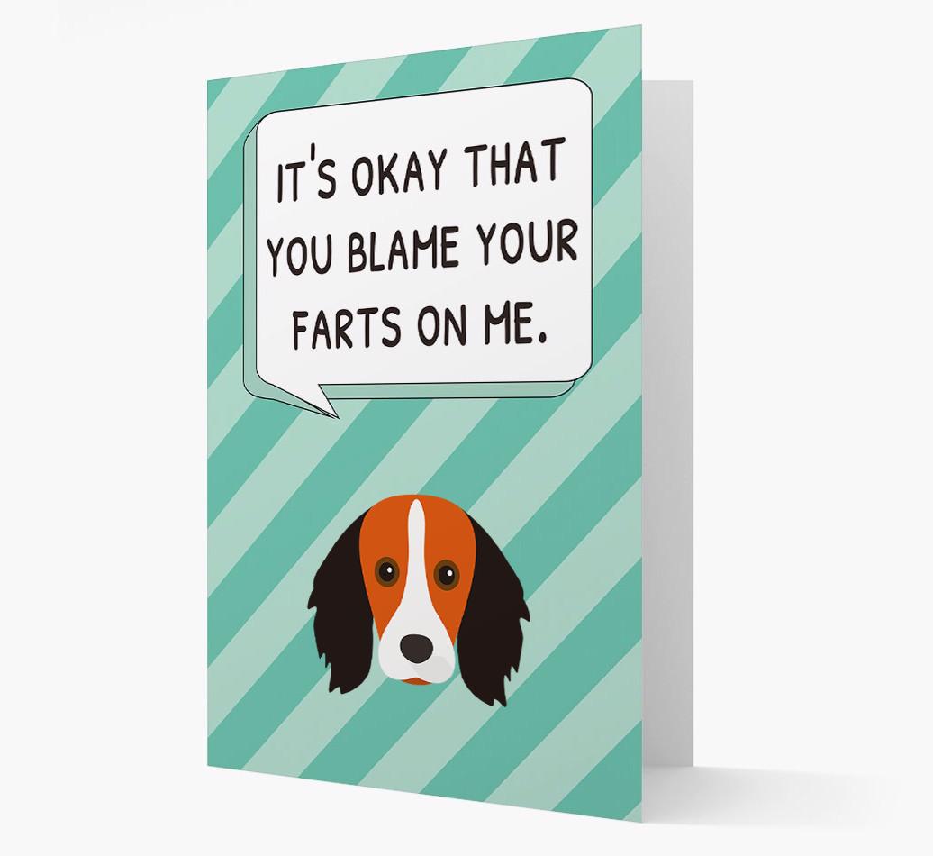'Blame Your Farts on Me' Card with {breedFullName} Icon