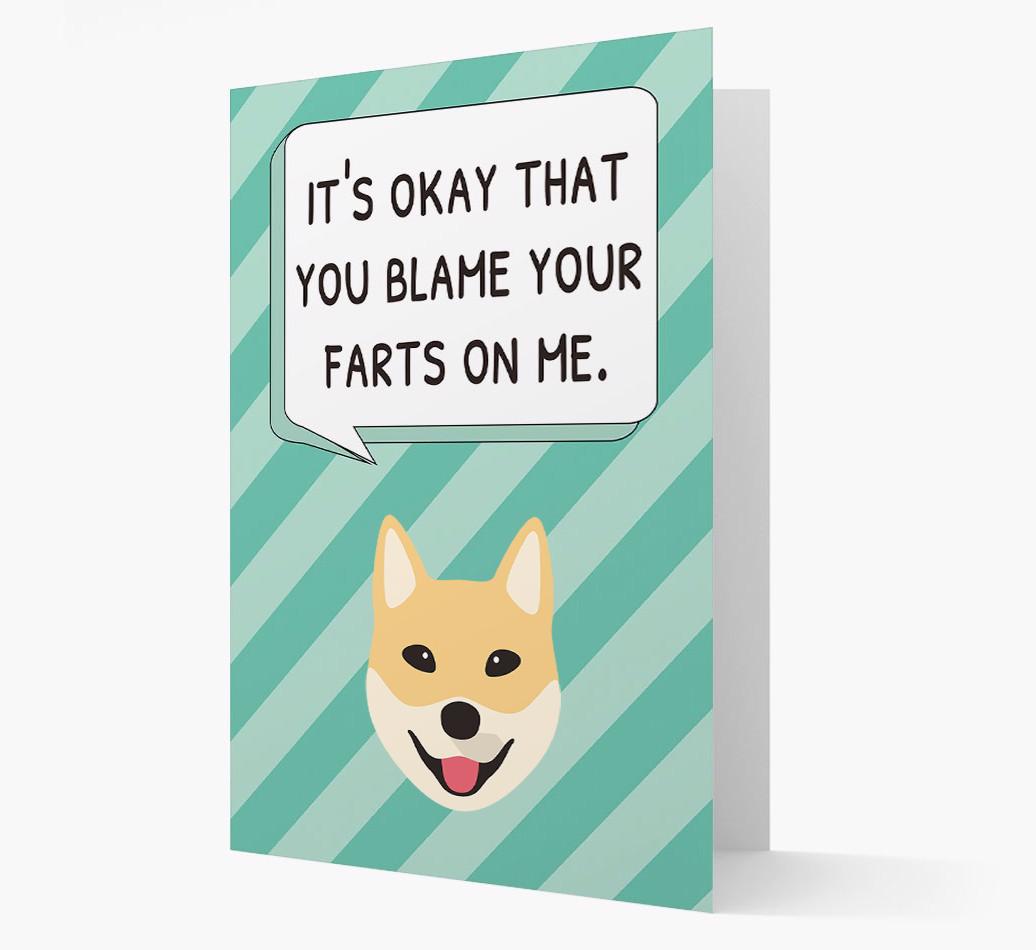 'Blame Your Farts on Me' Card with {breedFullName} Icon
