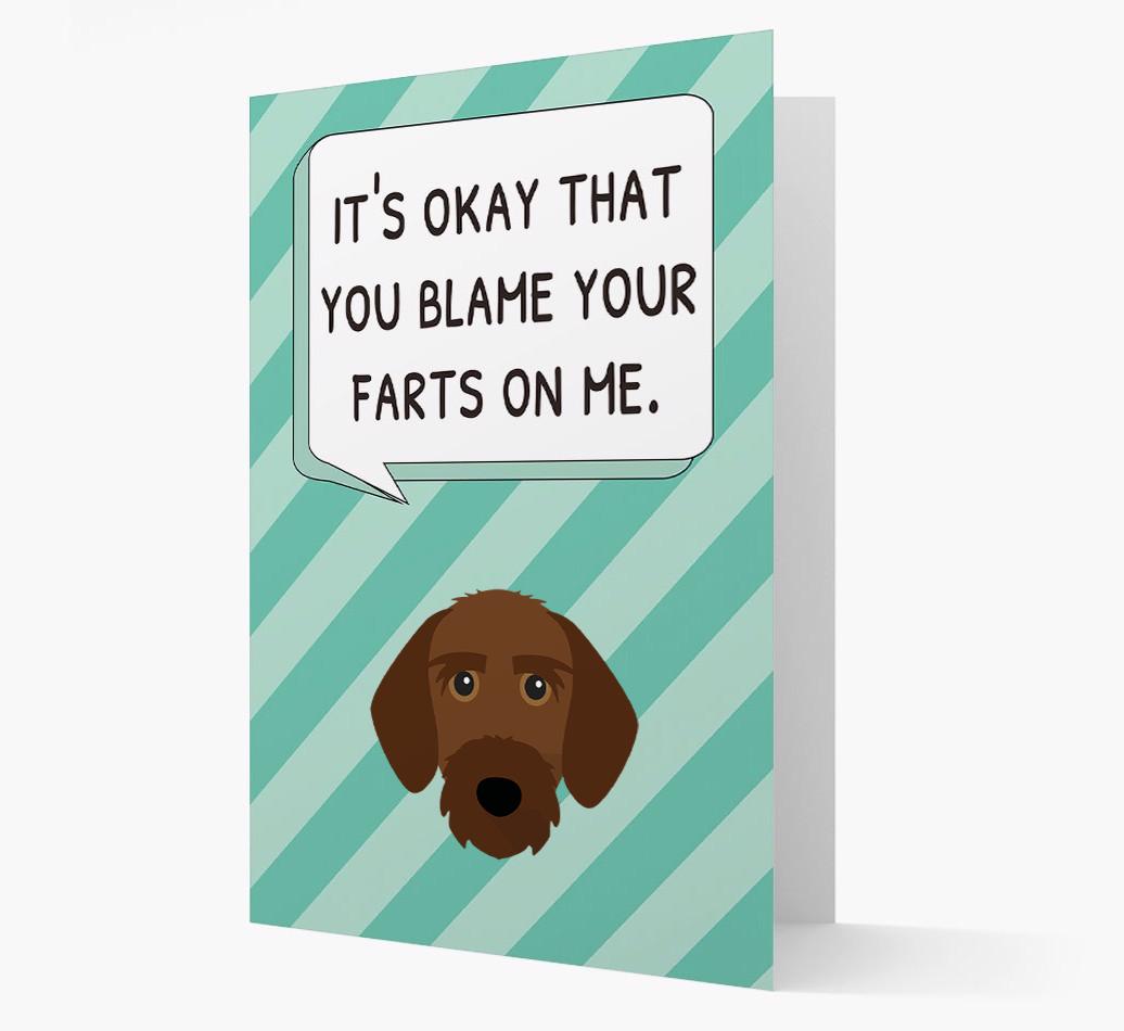 'Blame Your Farts on Me' Card with {breedFullName} Icon