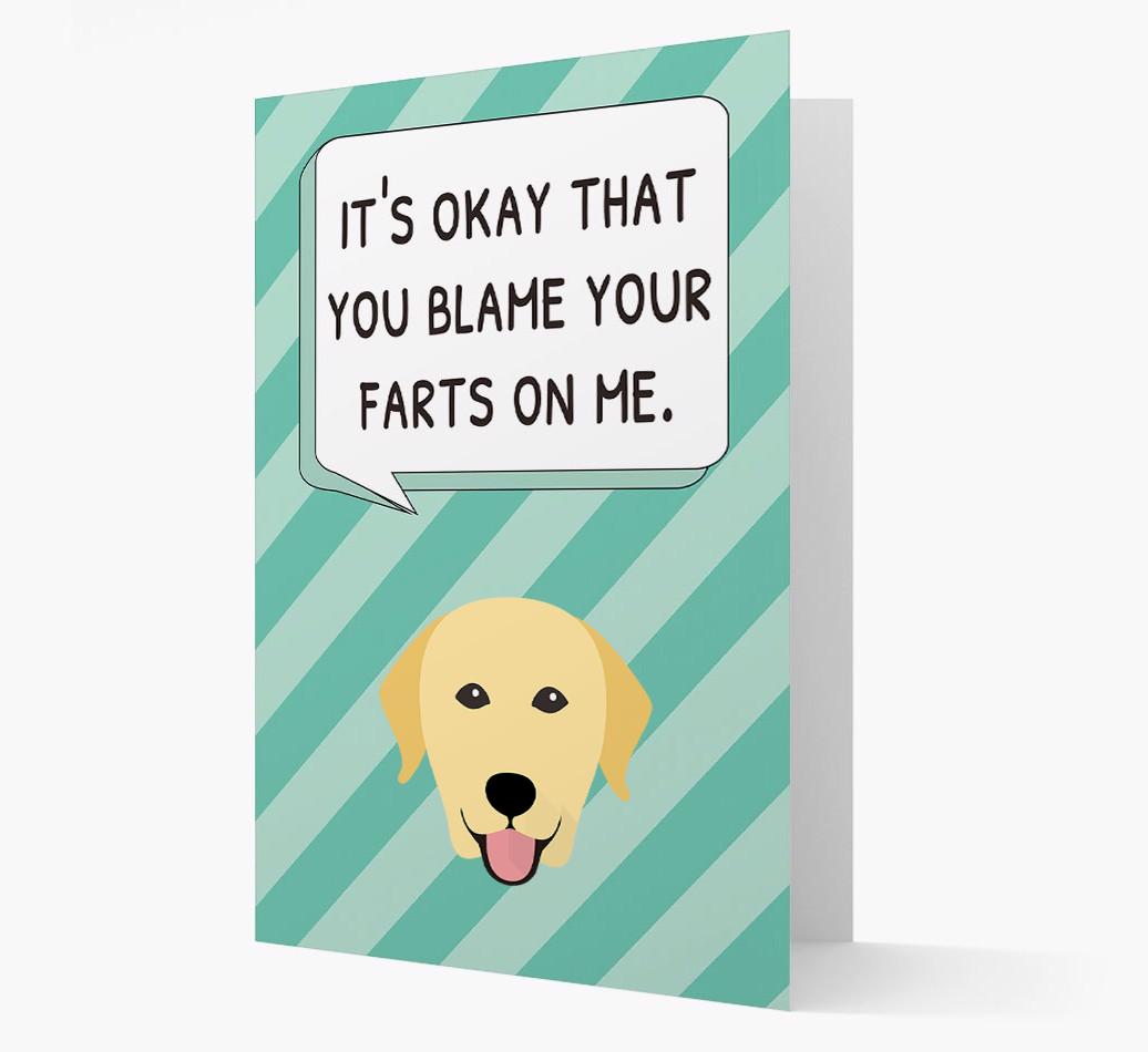 'Blame Your Farts on Me' Card with {breedFullName} Icon