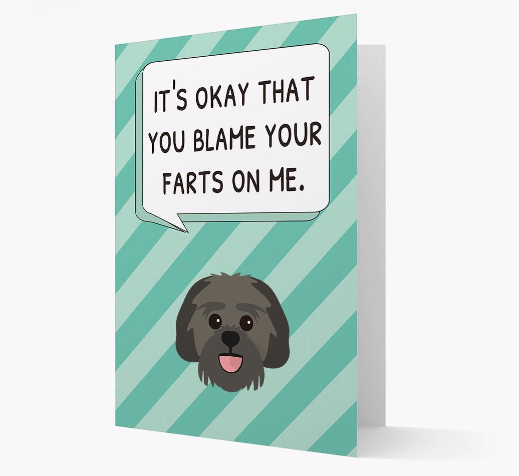 'Blame Your Farts on Me' Card with {breedFullName} Icon