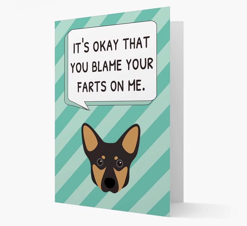 'Blame Your Farts on Me' Card with {breedFullName} Icon