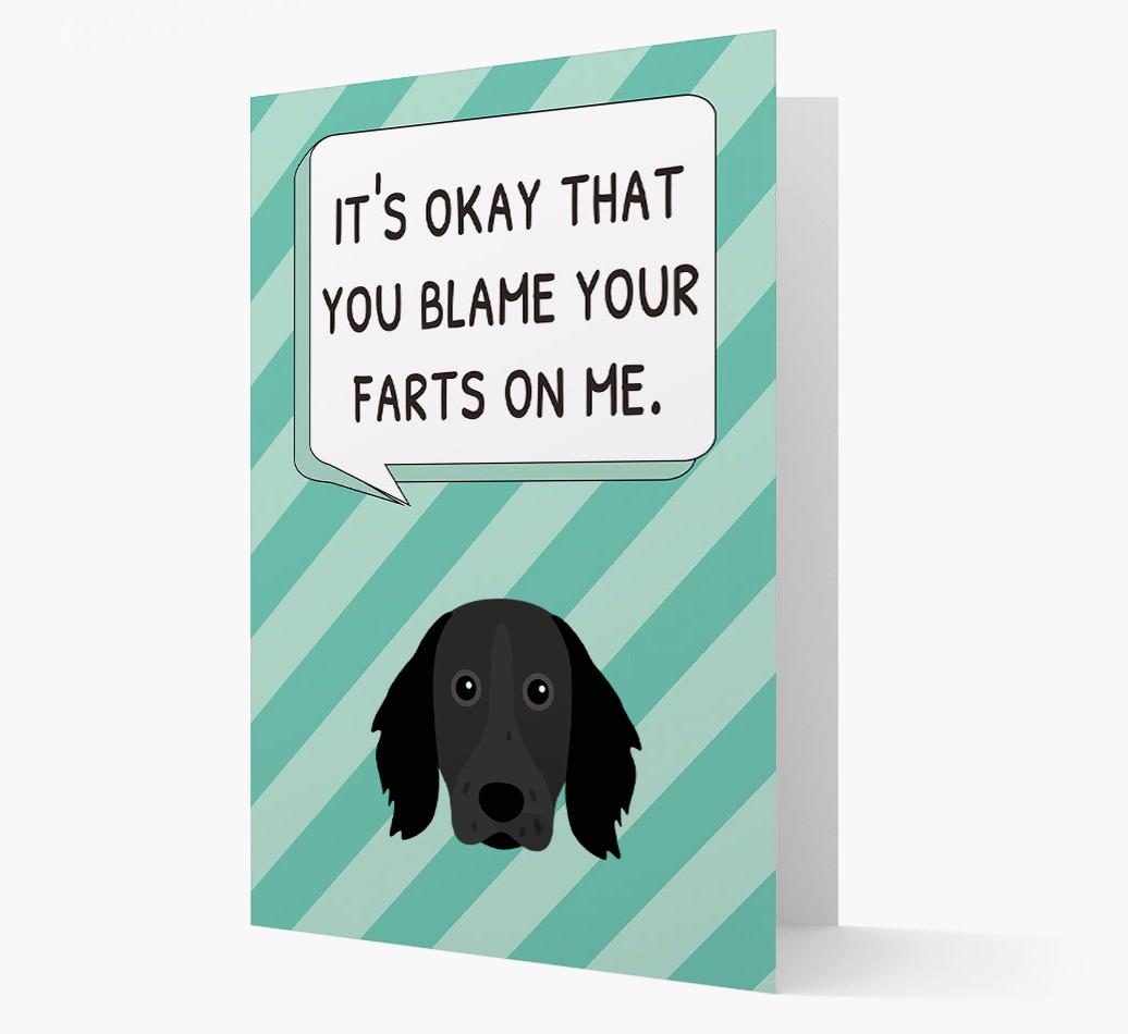 'Blame Your Farts on Me' Card with {breedFullName} Icon