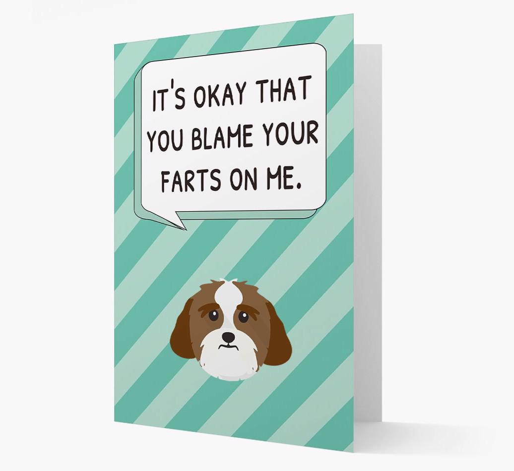 'Blame Your Farts on Me' Card with {breedFullName} Icon