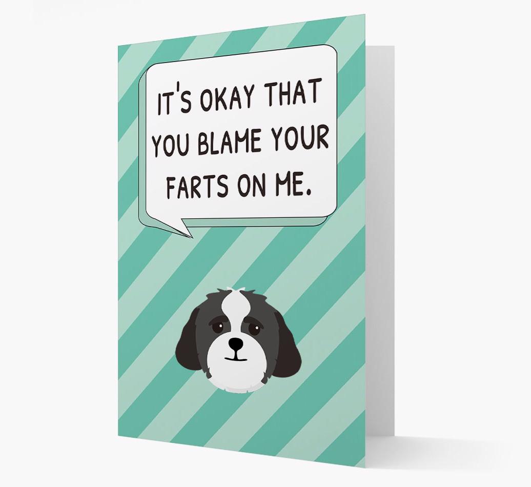 'Blame Your Farts on Me' Card with {breedFullName} Icon