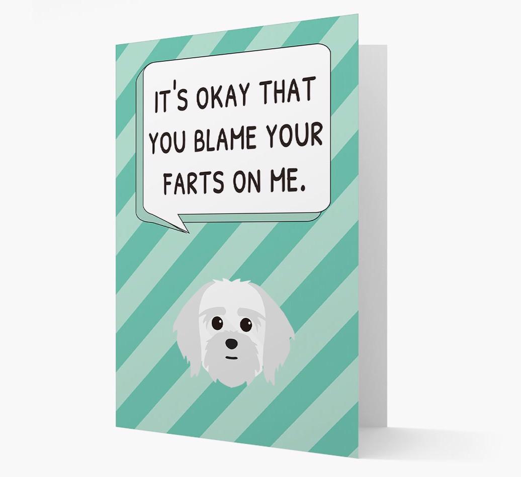 'Blame Your Farts on Me' Card with {breedFullName} Icon