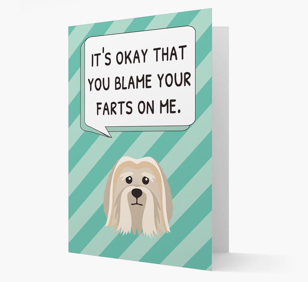 'Blame Your Farts on Me' Card with {breedFullName} Icon