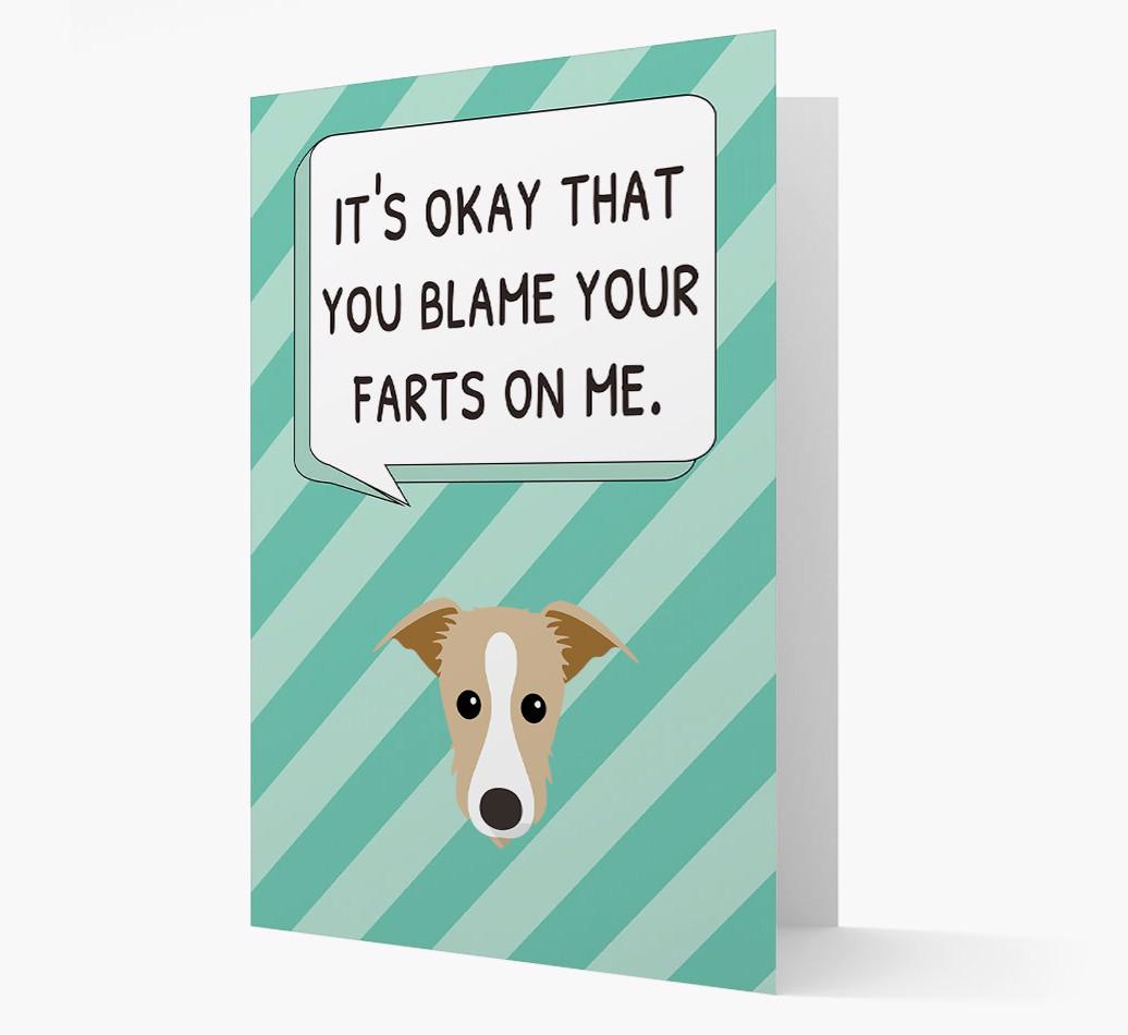 'Blame Your Farts on Me' Card with {breedFullName} Icon