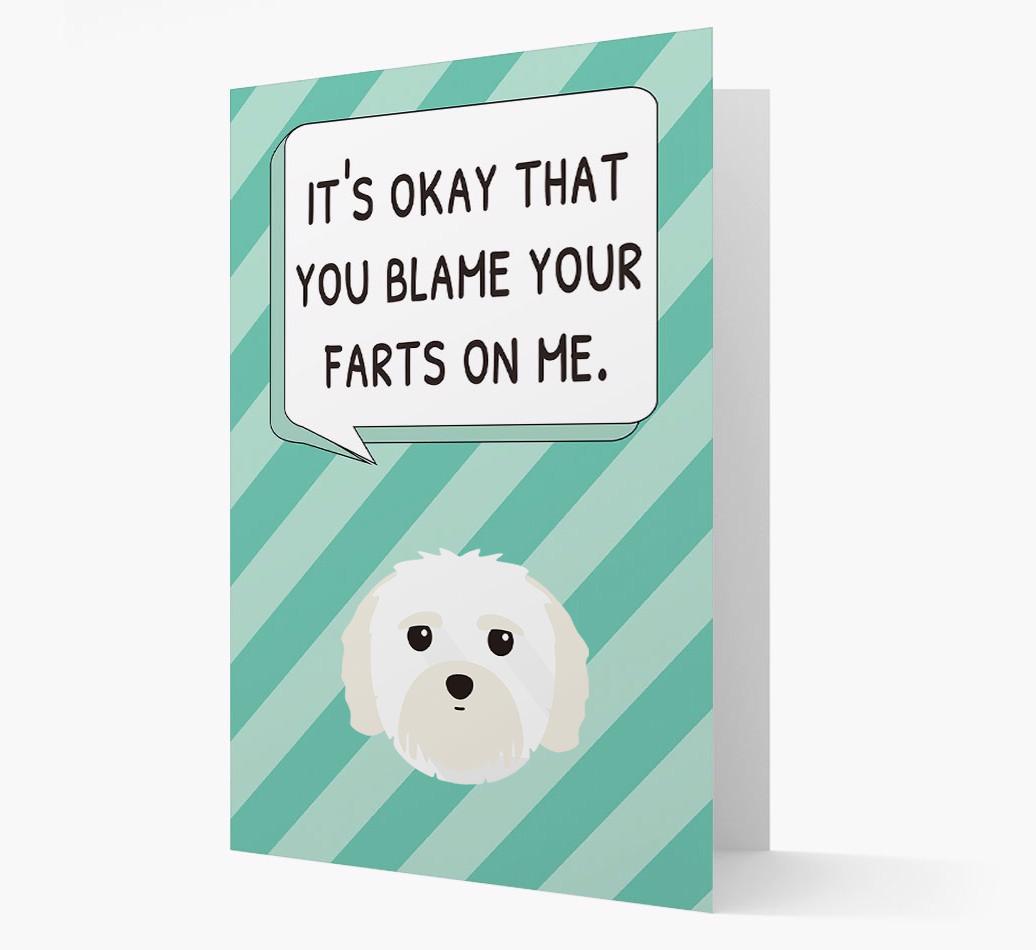 'Blame Your Farts on Me' Card with {breedFullName} Icon