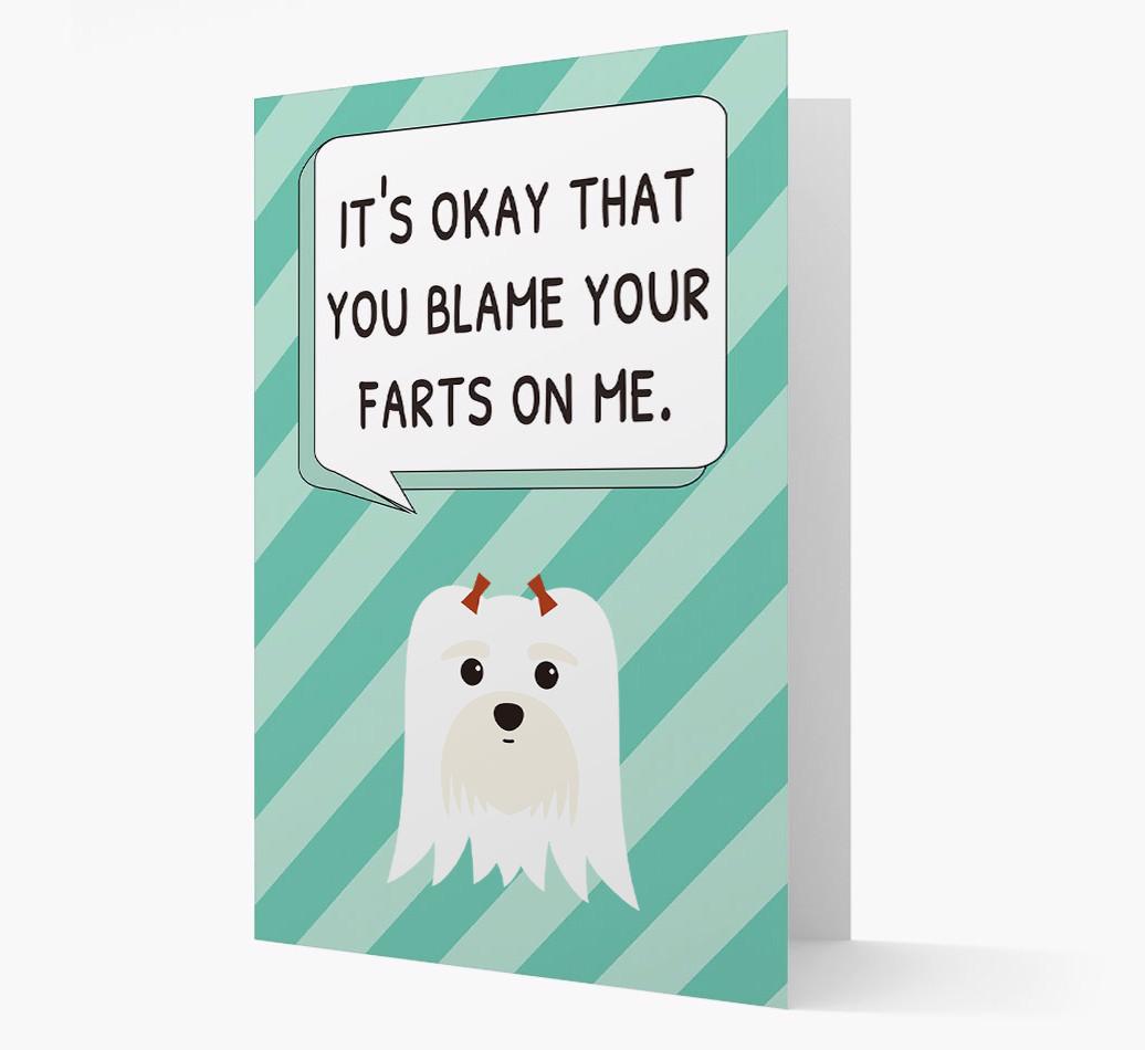 'Blame Your Farts on Me' Card with {breedFullName} Icon
