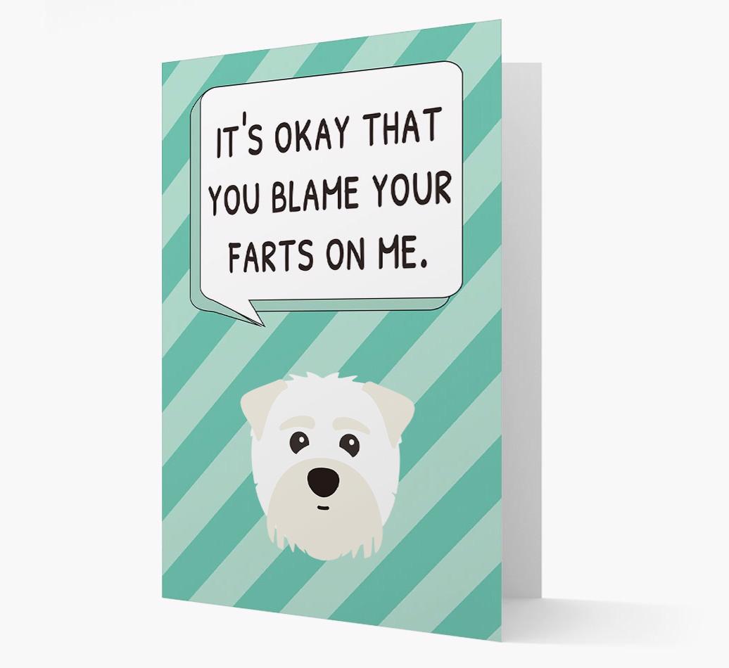 'Blame Your Farts on Me' Card with {breedFullName} Icon