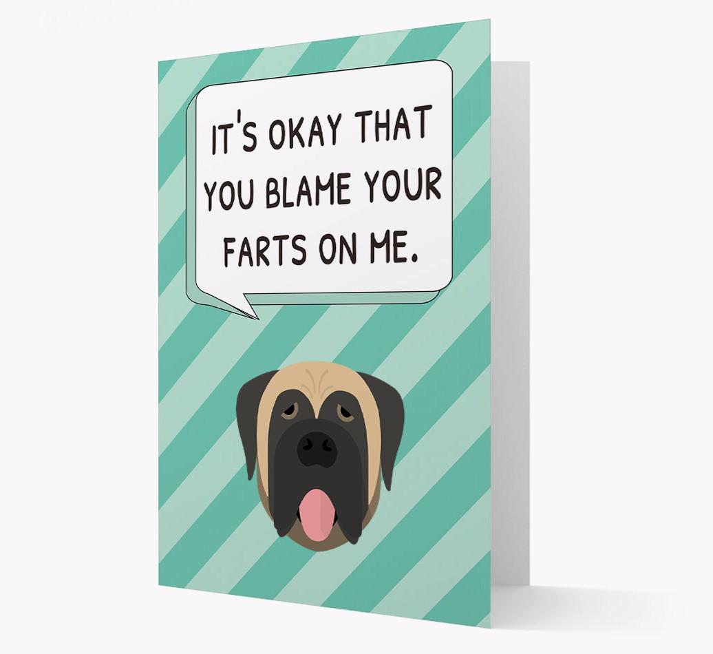 'Blame Your Farts on Me' Card with {breedFullName} Icon