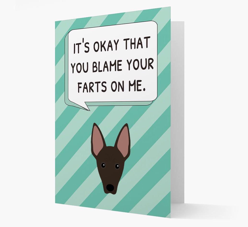 'Blame Your Farts on Me' Card with {breedFullName} Icon