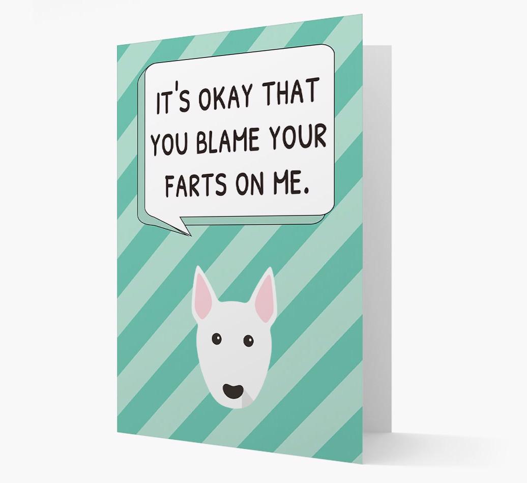 'Blame Your Farts on Me' Card with {breedFullName} Icon