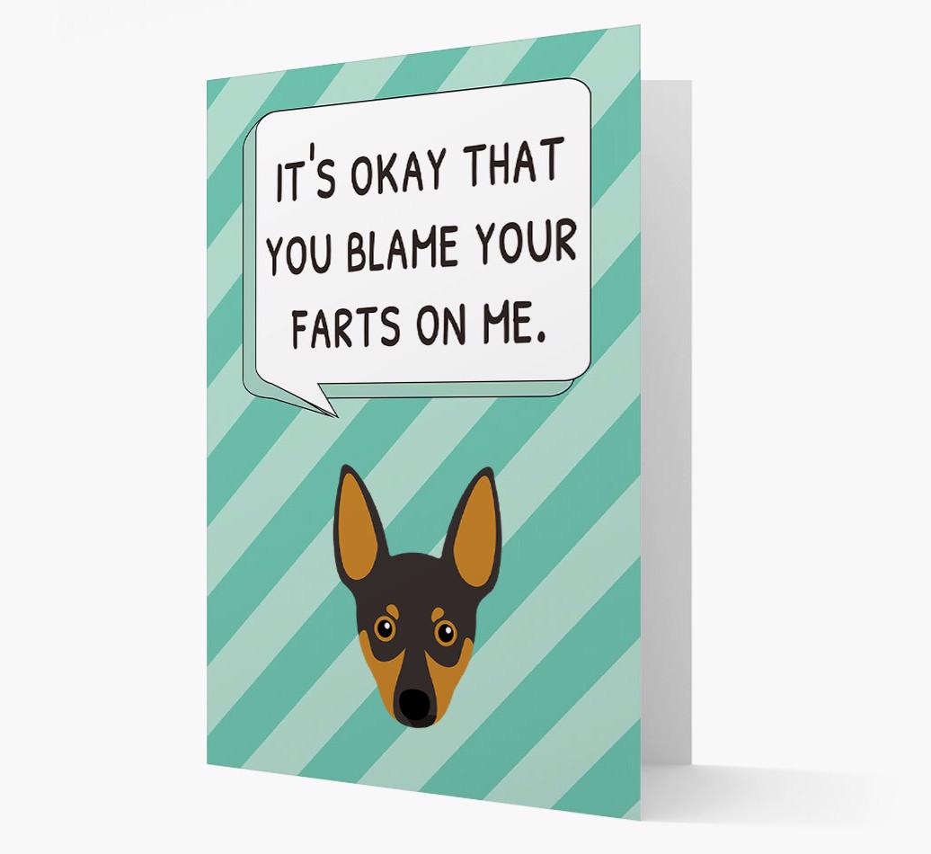 'Blame Your Farts on Me' Card with {breedFullName} Icon