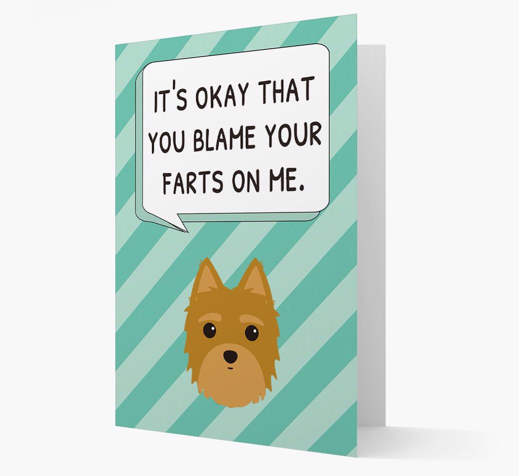 'Blame Your Farts on Me' Card with {breedFullName} Icon