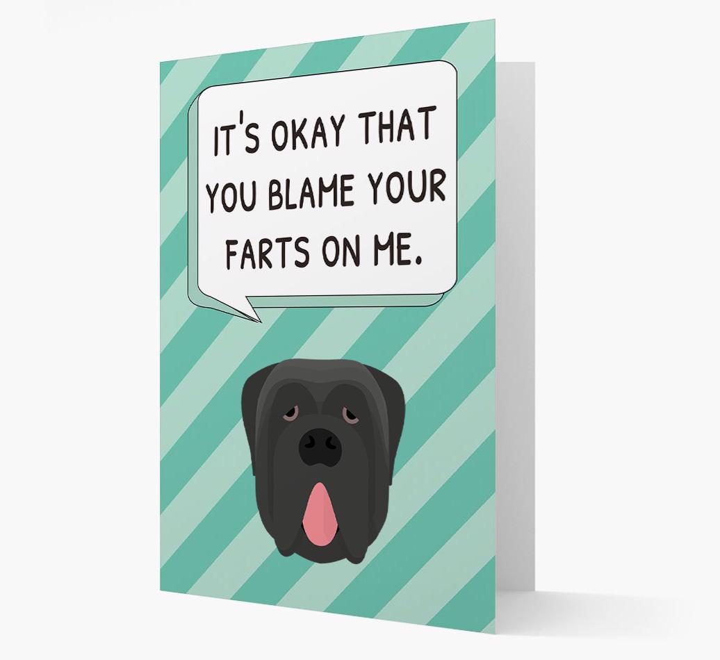 'Blame Your Farts on Me' Card with {breedFullName} Icon