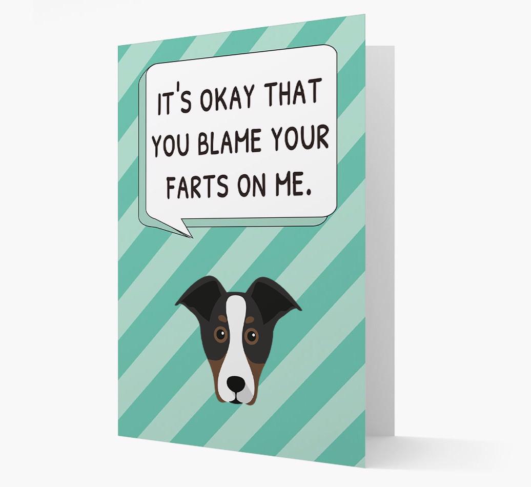 'Blame Your Farts on Me' Card with {breedFullName} Icon