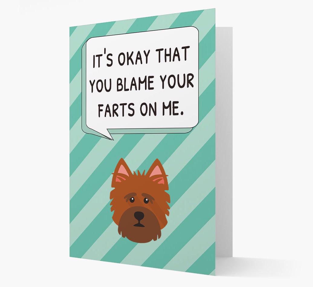 'Blame Your Farts on Me' Card with {breedFullName} Icon