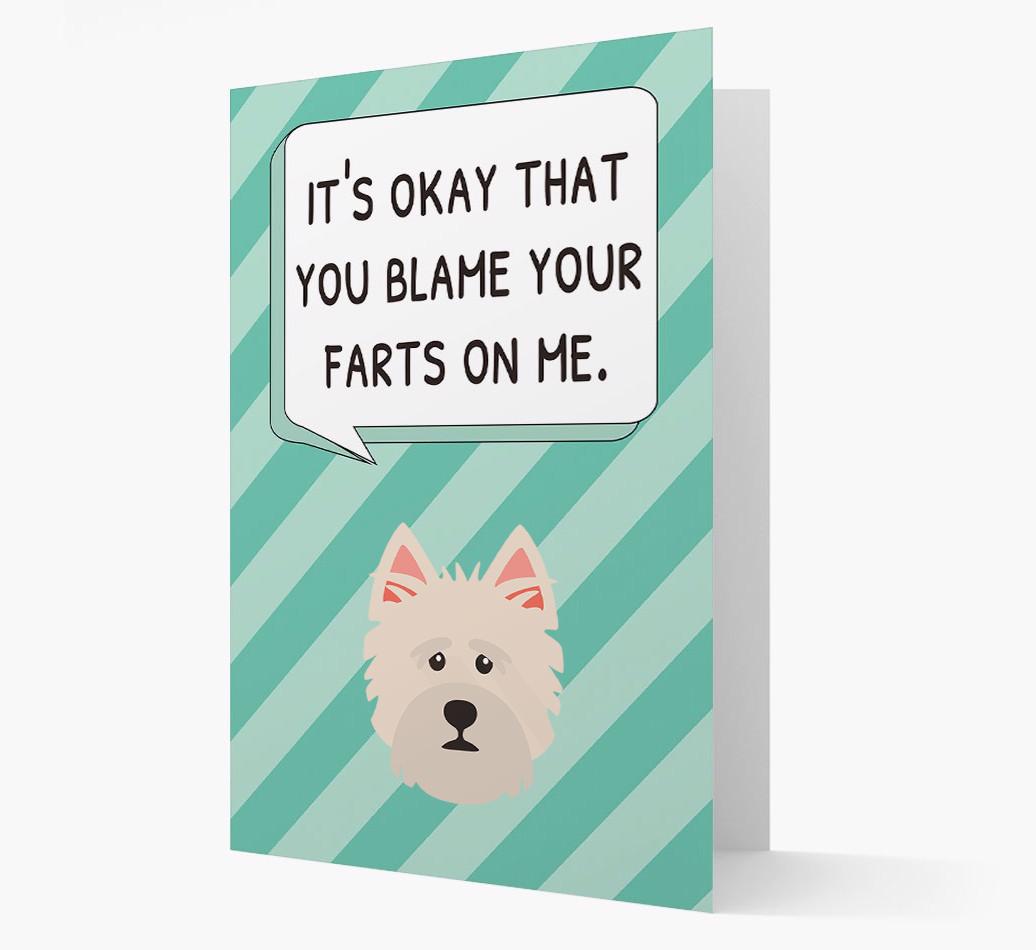 'Blame Your Farts on Me' Card with {breedFullName} Icon