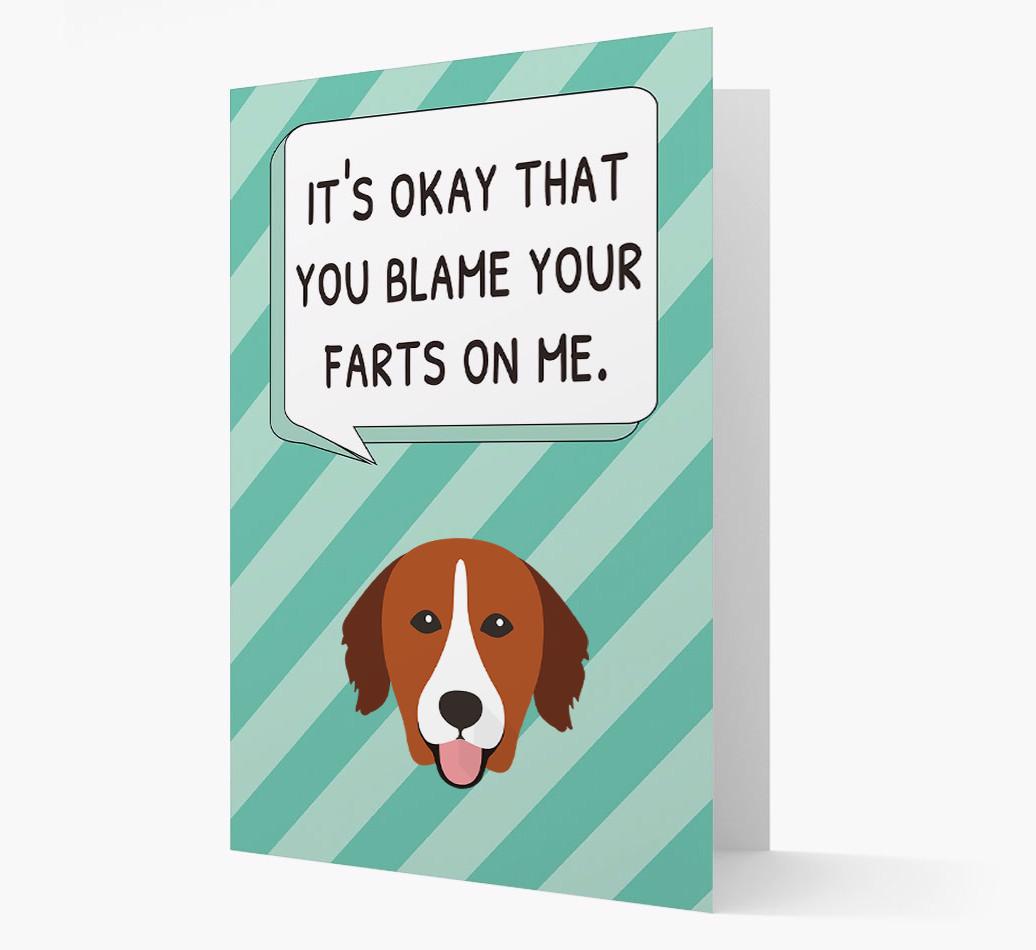 'Blame Your Farts on Me' Card with {breedFullName} Icon
