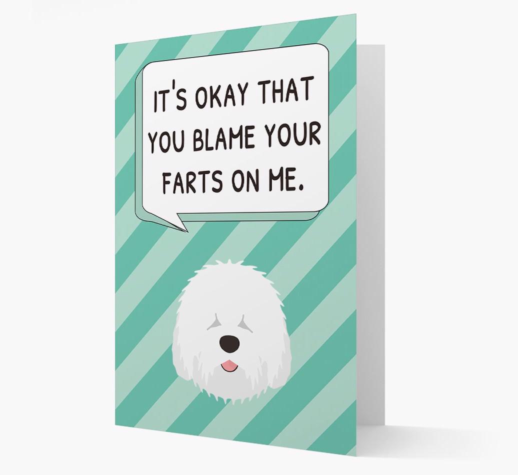 'Blame Your Farts on Me' Card with {breedFullName} Icon