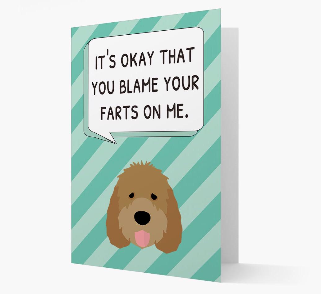 'Blame Your Farts on Me' Card with {breedFullName} Icon