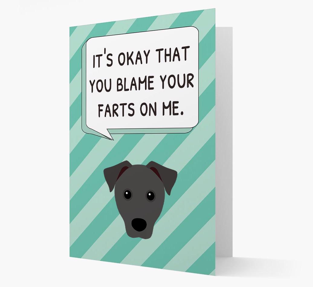 'Blame Your Farts on Me' Card with {breedFullName} Icon