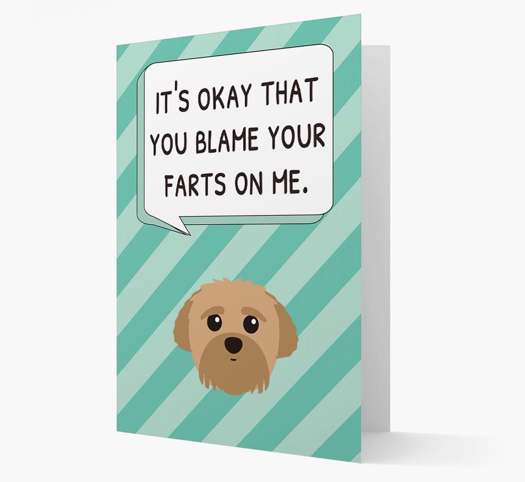 'Blame Your Farts on Me' Card with {breedFullName} Icon
