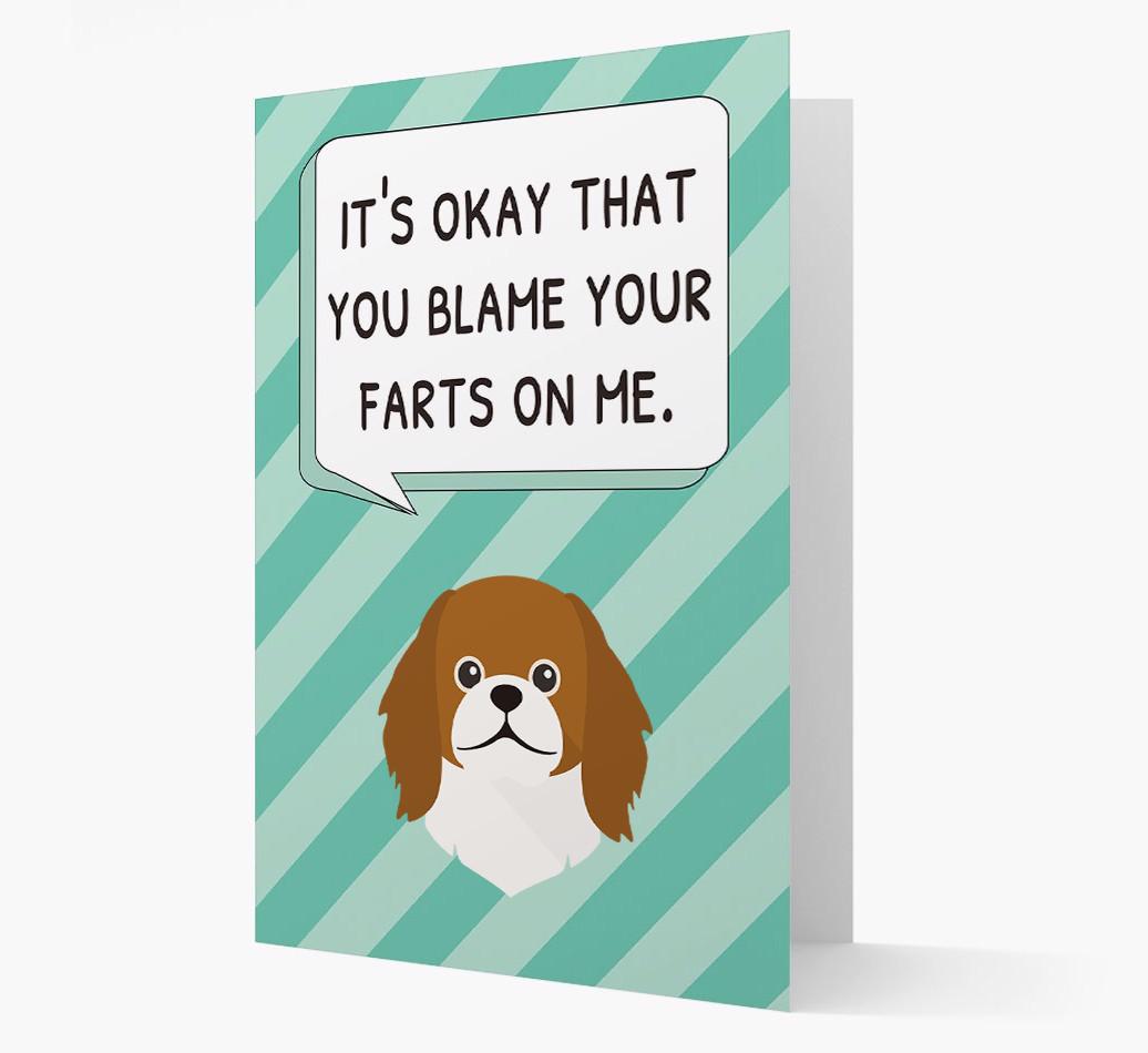 'Blame Your Farts on Me' Card with {breedFullName} Icon