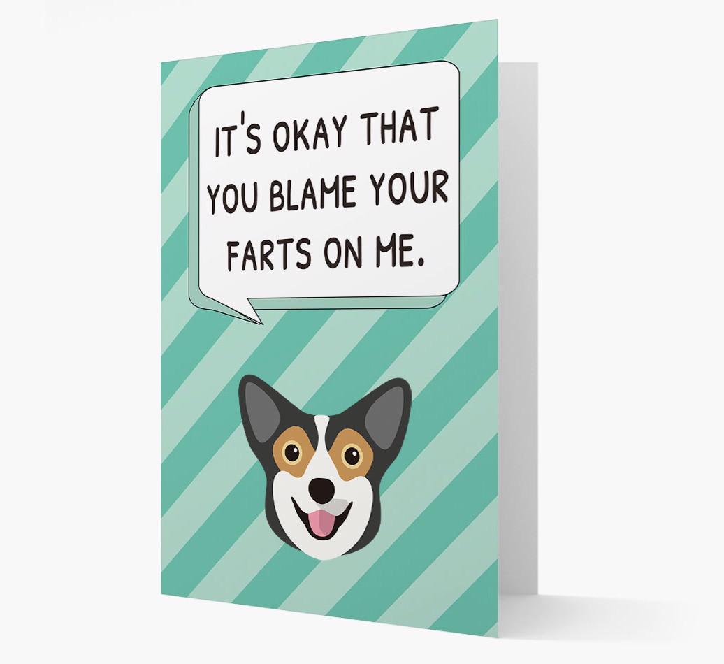 'Blame Your Farts on Me' Card with {breedFullName} Icon