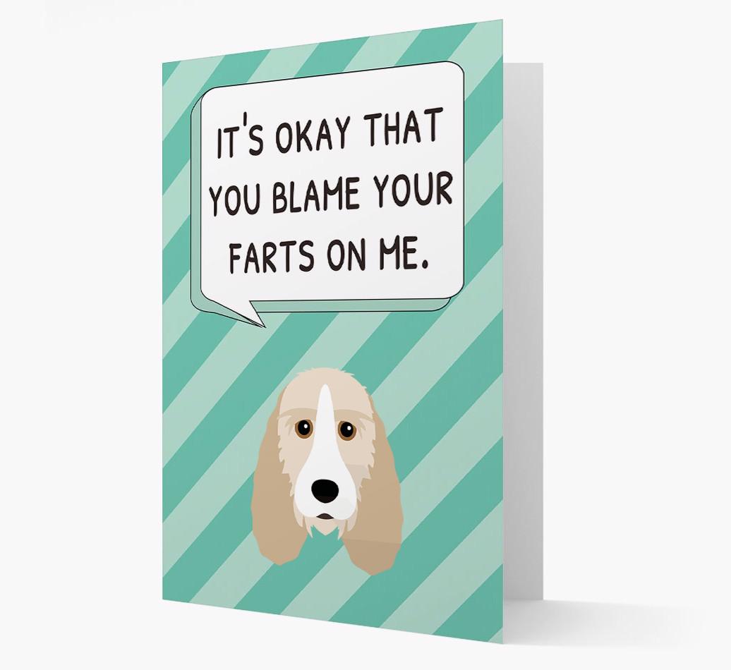 'Blame Your Farts on Me' Card with {breedFullName} Icon