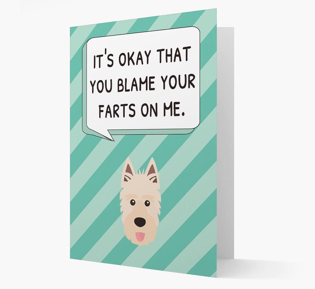 'Blame Your Farts on Me' Card with {breedFullName} Icon