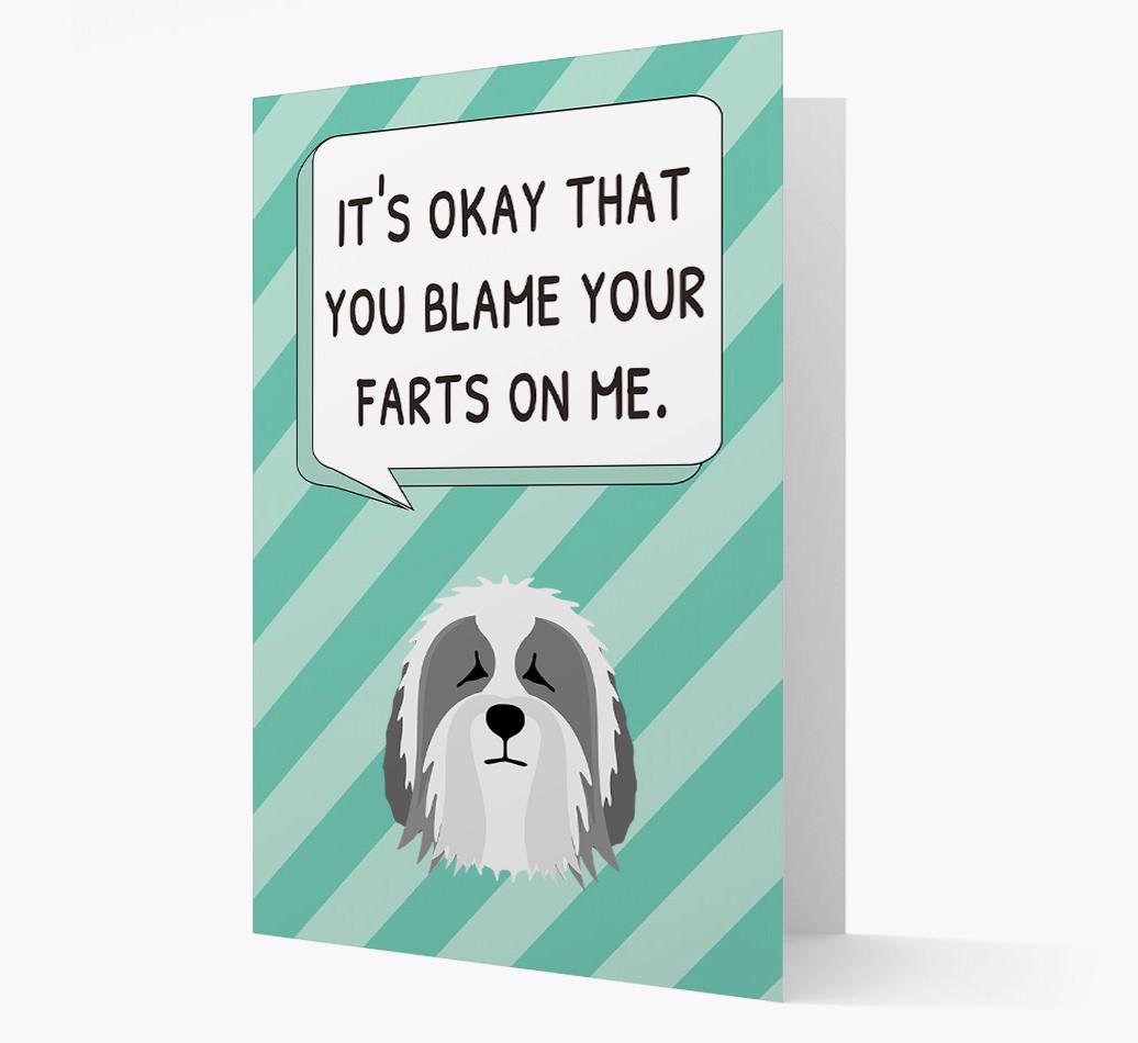 'Blame Your Farts on Me' Card with {breedFullName} Icon