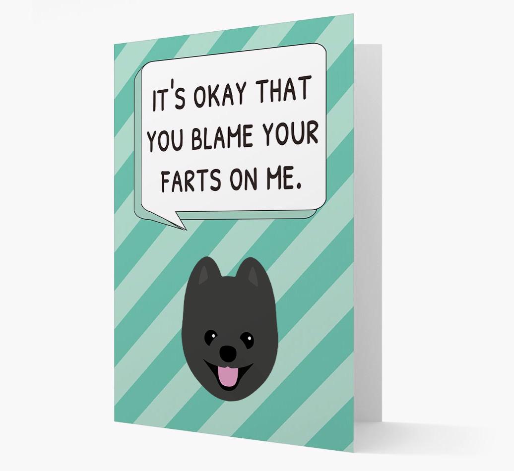 'Blame Your Farts on Me' Card with {breedFullName} Icon