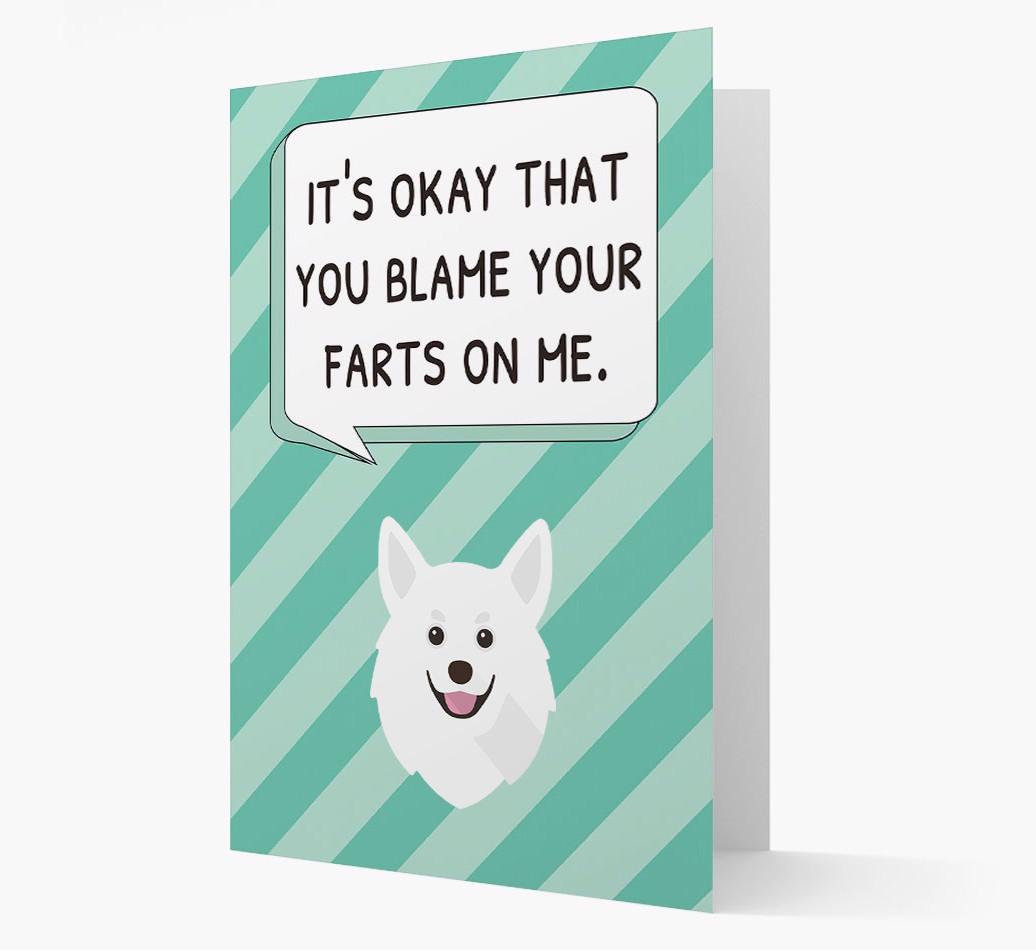 'Blame Your Farts on Me' Card with {breedFullName} Icon