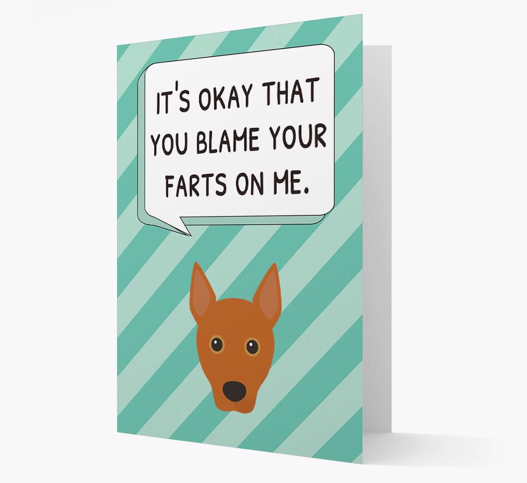 'Blame Your Farts on Me' Card with {breedFullName} Icon