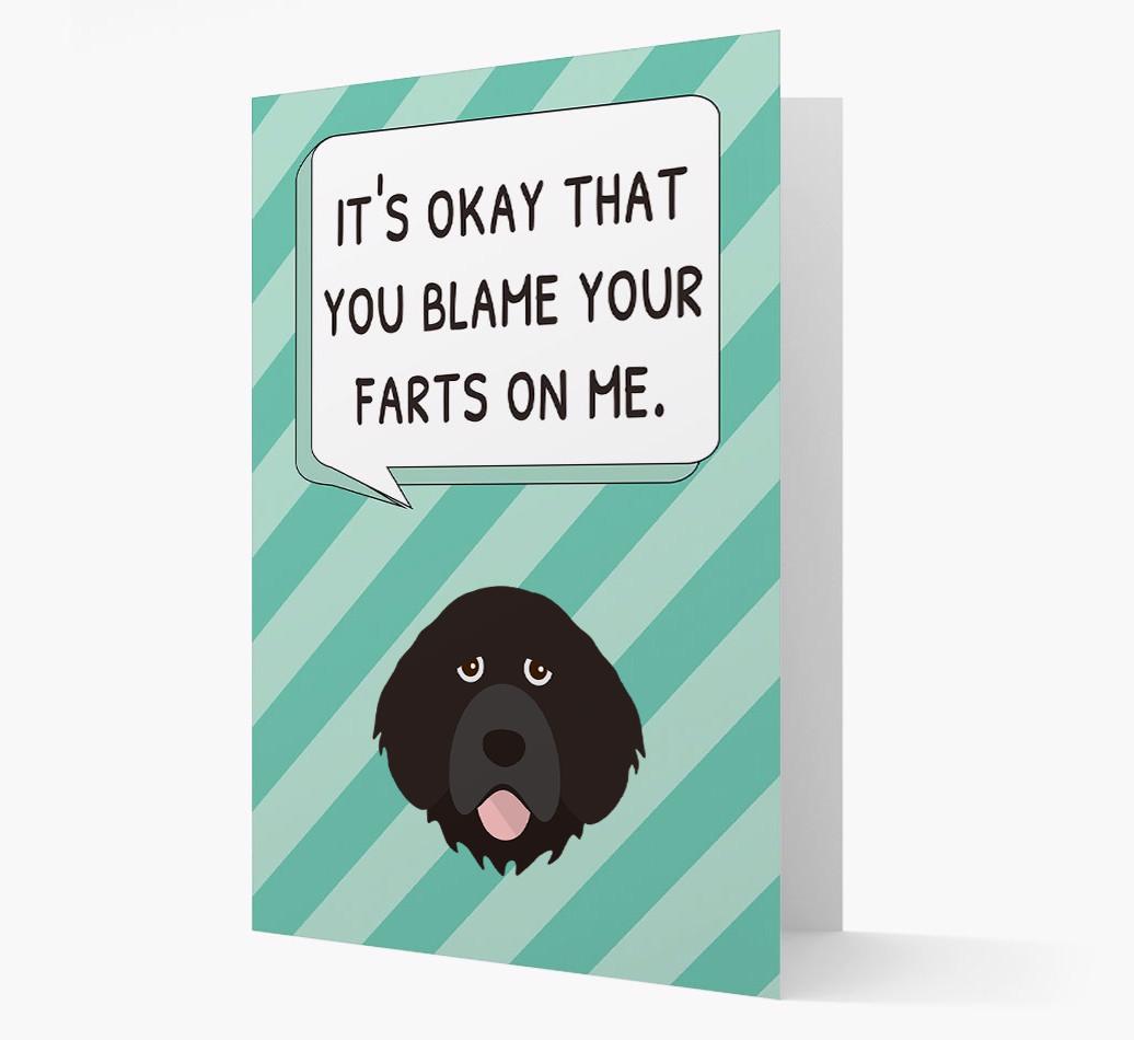 'Blame Your Farts on Me' Card with {breedFullName} Icon