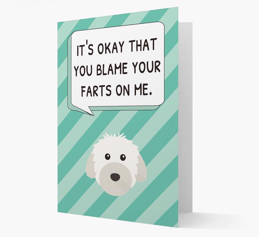 'Blame Your Farts on Me' Card with {breedFullName} Icon