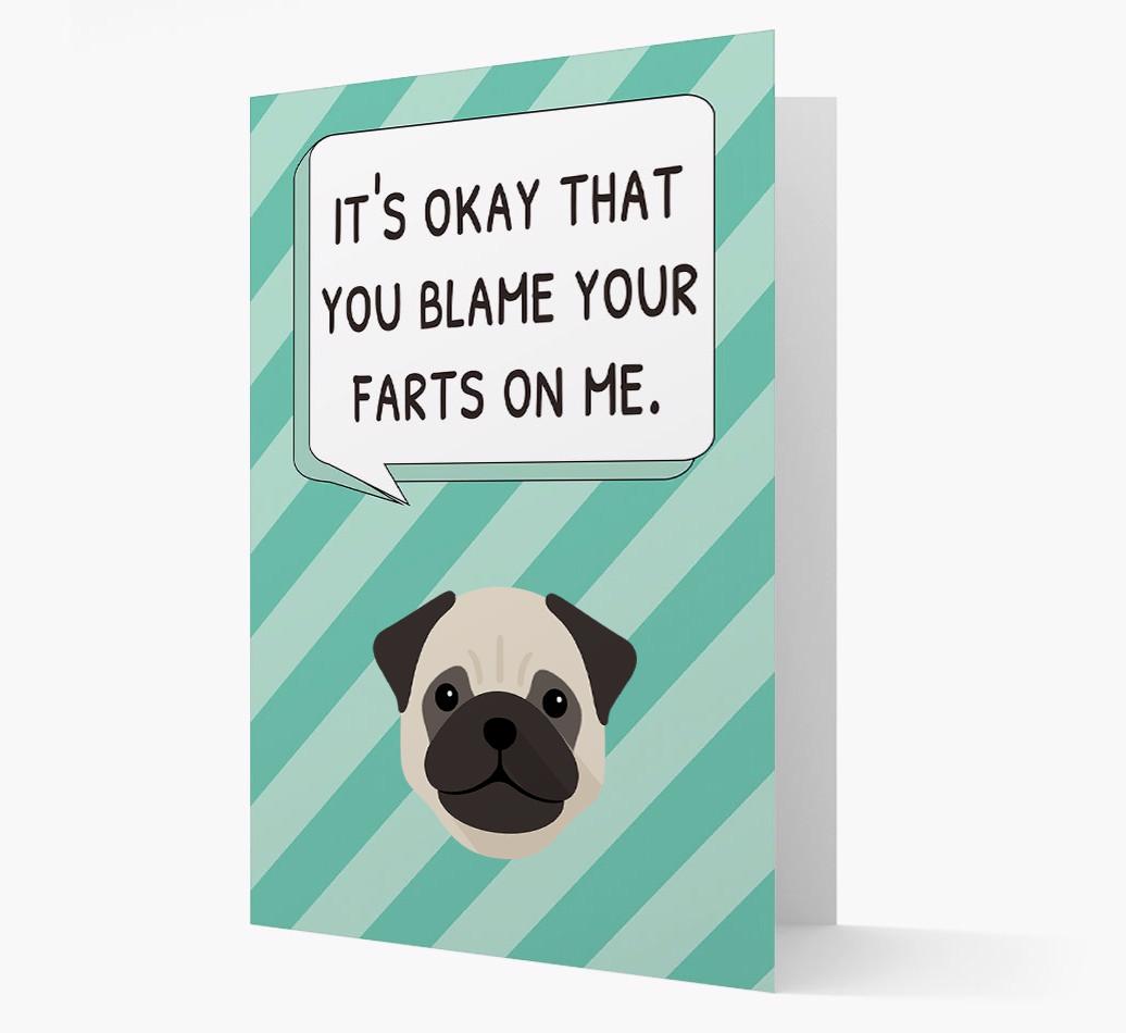 'Blame Your Farts on Me' Card with {breedFullName} Icon
