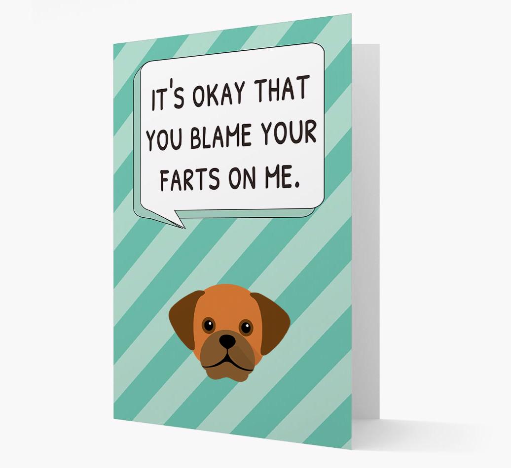 'Blame Your Farts on Me' Card with {breedFullName} Icon