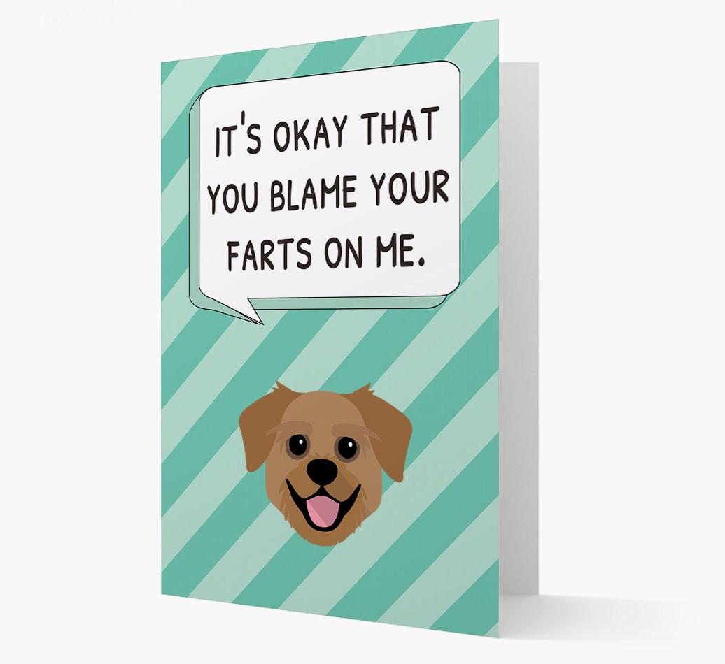 'Blame Your Farts on Me' Card with {breedFullName} Icon