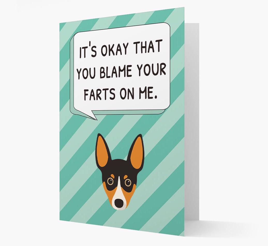 'Blame Your Farts on Me' Card with {breedFullName} Icon