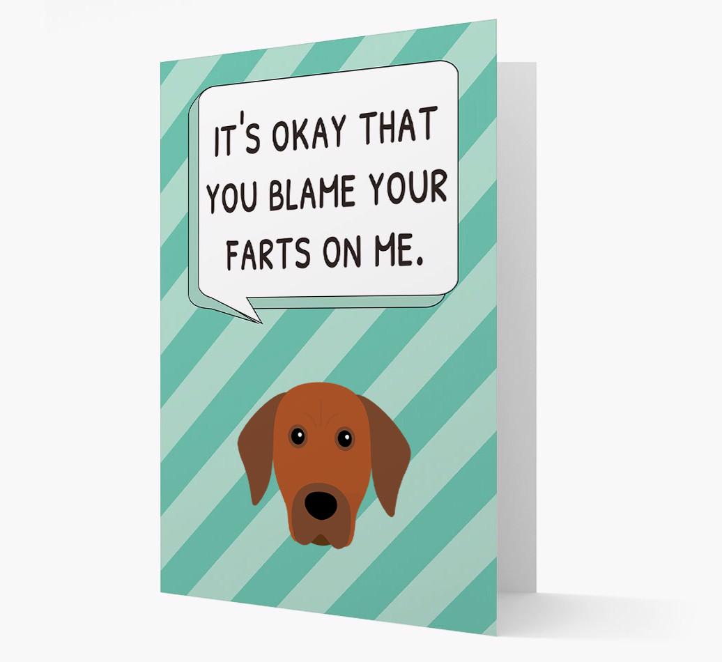 'Blame Your Farts on Me' Card with {breedFullName} Icon